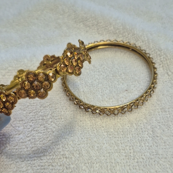 Elegant Gold-Tone Bangle & Rhinestone Bangle - Picture 1 of 8